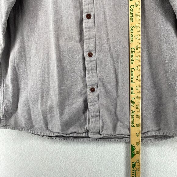 ORVIS Shirt Mens M Flannel Button Up Mandarin Collar Long Sleeve Gray Cotton - Picture 11 of 13